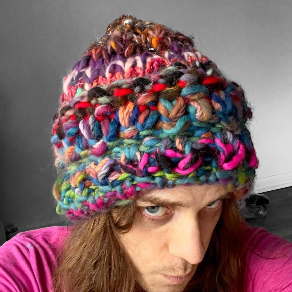 Rainbow Beanie Crochet Hat Knit Fairy Top Handmade Kidcore Warm Up